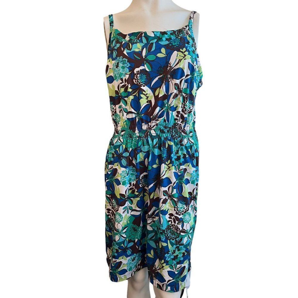 REI Sleeveless M Floral Activewear Tank Dress Soft Stretch Colorful Strappy